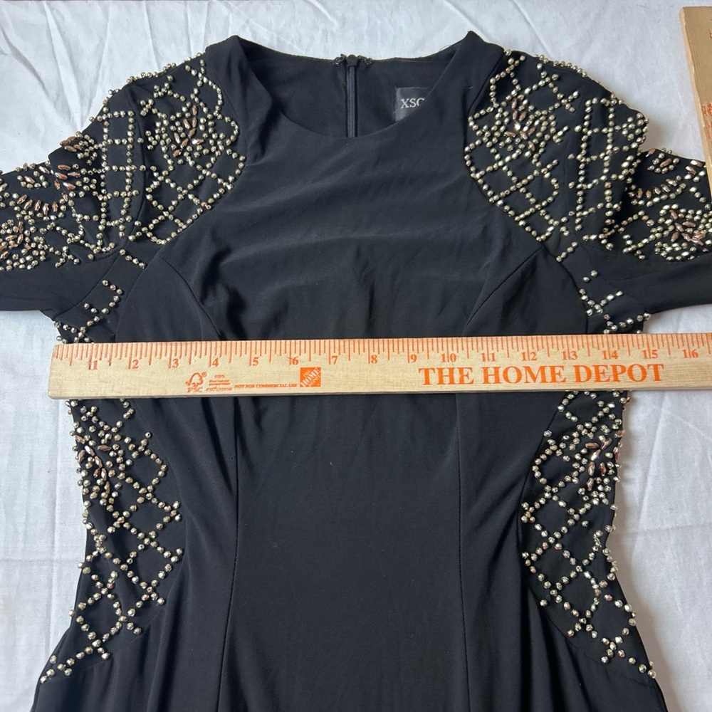 Xscape Black Long Sleeve Beaded Evening Dress - Picture 9 of 11